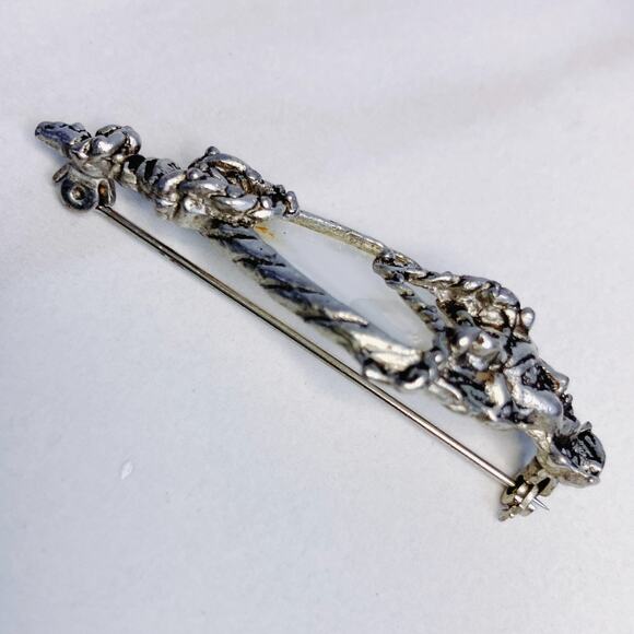 Rare Kitschy Selro Face Brooch, Vintage Fantasy, Mother of Pearl, Asian Gothic - Picture 3 of 6